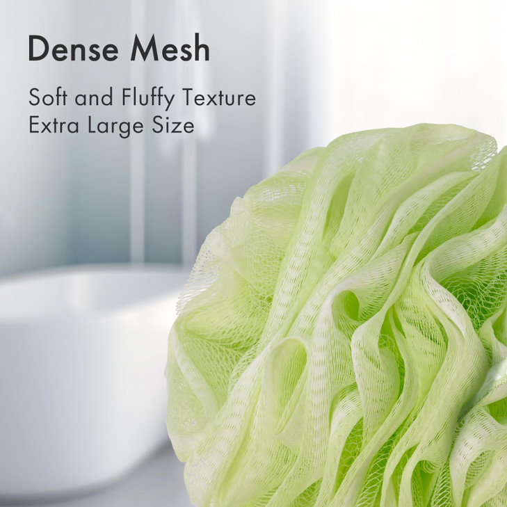 AmazerBath Bath Loofah Sponge Pack of 4 Shower Loofah 60gPCS Body Scrubber Loofa Light OrangeGreenGreyBeige Bath Sponge