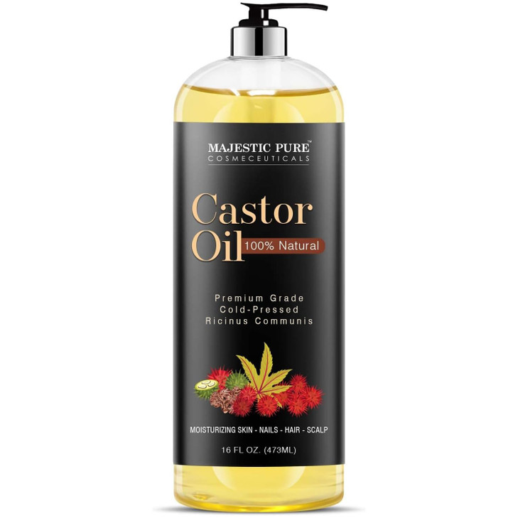 Majestic Pure Castor Oil 100 Pure Natural Premium Grade Cold Pressed Hexane Free Hair Eyelashes Eyebrows Nails Moisturiz