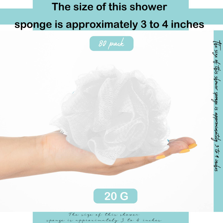 Chengu 80 Pcs Loofah Bulk Sponge Bath Sponges for Shower Bath Travel Baby Women Men 20g White