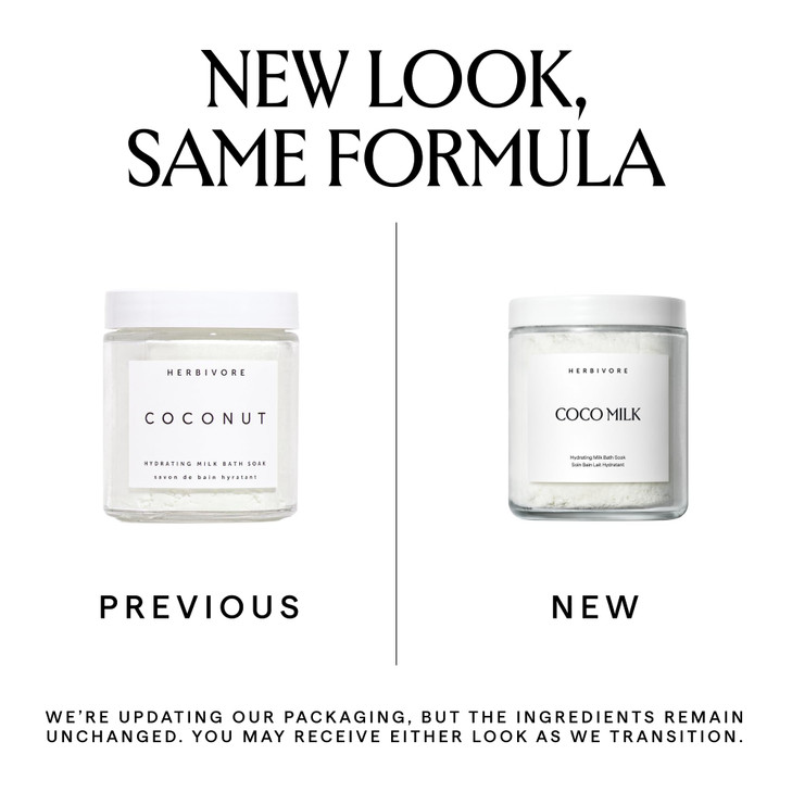 HERBIVORE Coconut Milk Bath Soak Deeply Hydrating Skin Softening Soothing Light Coconut Scent Vegan PlantBased 237 mL 8