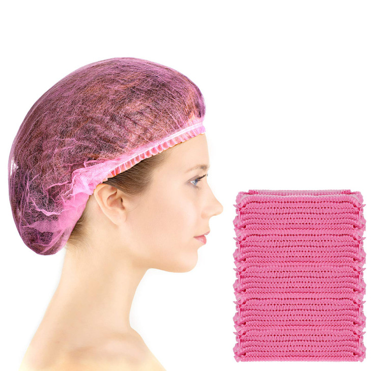 100 Pcs Disposable Nonwoven Bouffant Caps 21 Inch Hair Net Elastic Cap Hair Cover Hats for Beauty Salon Hospital Spa Cat
