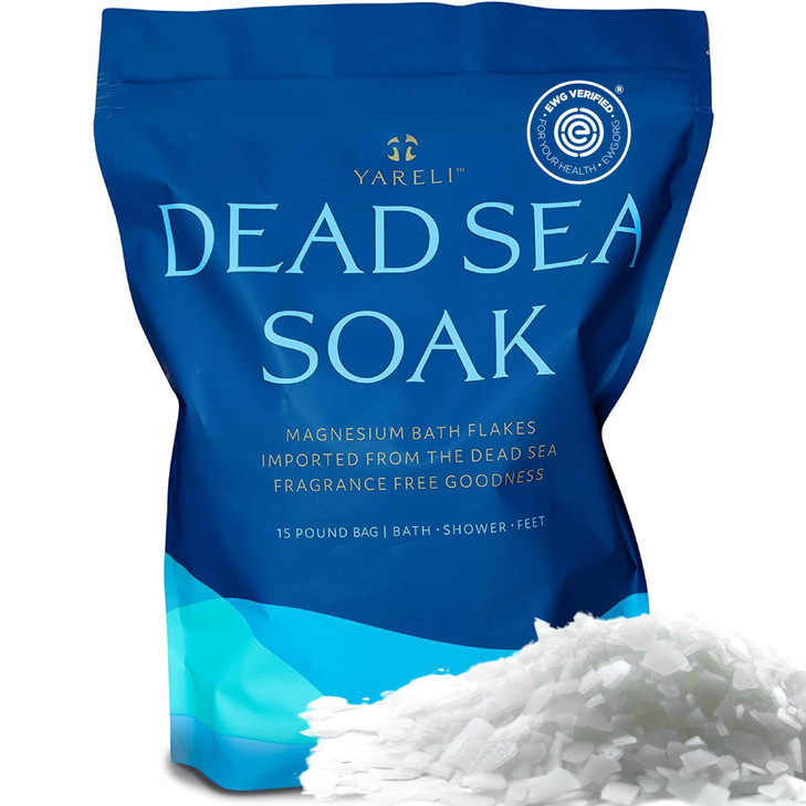 Yareli Magnesium Flakes 15lb Dead Sea Bath Foot Soak Alternative to Epsom Salt with Over 800000mg of Magnesium Chloride