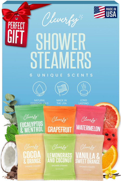 Cleverfy Shower Steamers Aromatherapy for Women and Men SelfCare Shower Bombs for Stress Relief and Relaxation 6 Tablets