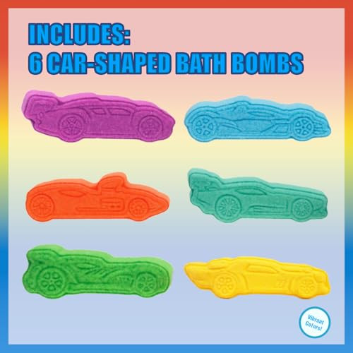 Hot Wheels 6 Piece Bath Bombs for Kids Bubble Gum Scented Bath Toys for Kids Ages 3 by Townley Girl