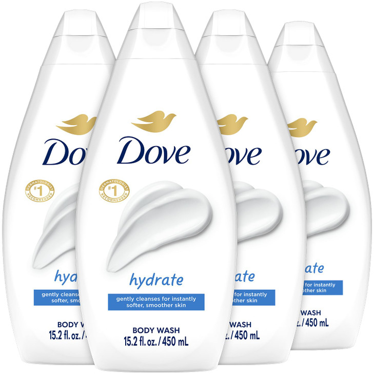Dove Body Wash Hydrate 4Pack Moisturizing Cleanser for Smooth Soft Skin 152 Oz Ea