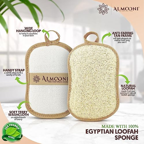 Almooni Premium Exfoliating Loofah Pad Body Scrubber Made with Natural Egyptian Shower loofa Sponge Bow Tie Shaped Loofa