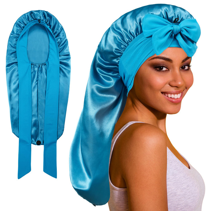 ROYBENS Long Bonnet Satin Hair Silk Bonnet for Sleeping Women Silky Bonnets for Women with Tie Band Sleep Cap for Braids
