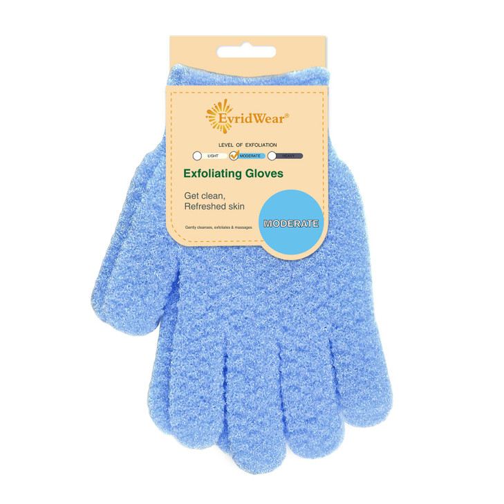 Evridwear Exfoliating Glove for Shower Men and Women Dual Texture Bath Body Scrub Gloves Dead Skin Cell Remover for Home