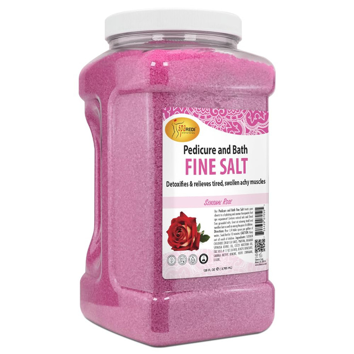 SPA REDI Detox Foot Soak Pedicure and Bath Fine Salt Sensual Rose 128oz Made with Dead Sea Salts Argan Oil Coconut Oil a