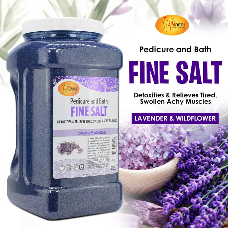 SPA REDI Detox Foot Soak Pedicure and Bath Fine Salt Lavender and Wildflower 128 Oz Made with Dead Sea Salts Argan Oil C