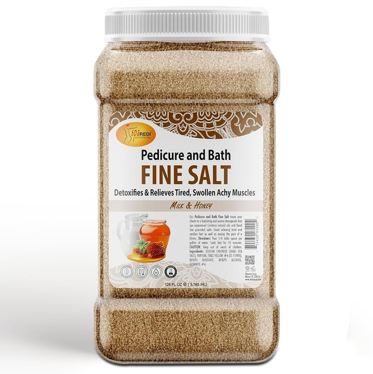SPA REDI Detox Foot Soak Pedicure and Bath Fine Salt Milk and Honey 128 Oz Made with Dead Sea Salts Argan Oil Coconut Oi