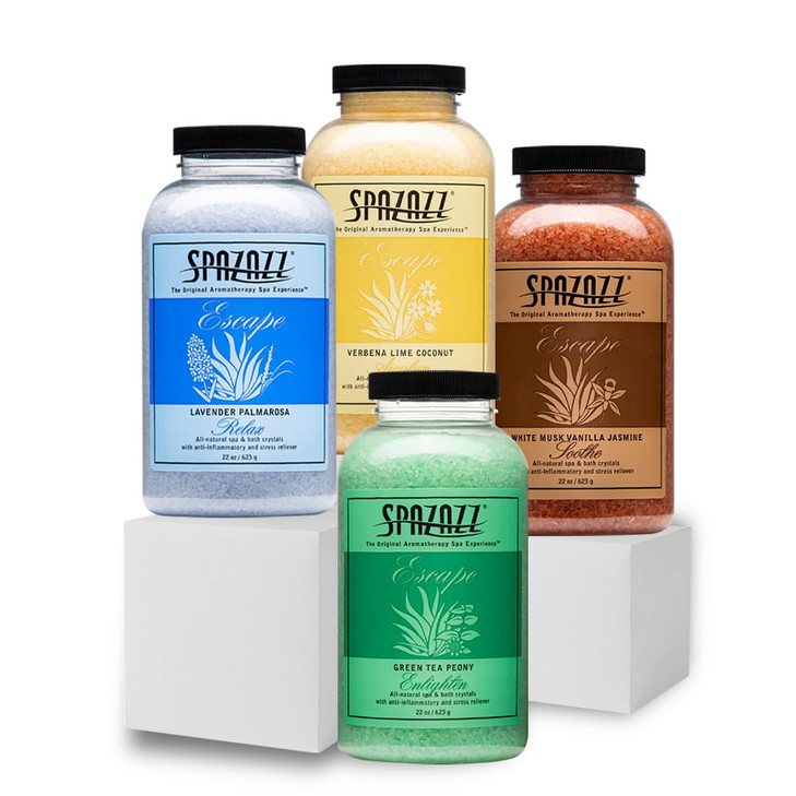 Hot Tub Spa Bath Salt Aromatherapy Crystals Gift Set Spazazz Escape Collection Bundle 4Pack 22oz Each Lavender Palmarosa