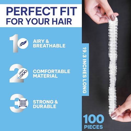ZefeqCo Disposable Shower Caps 100Pcs Thick Waterproof Plastic Hair Caps with Super Elasticity Perfect for Shower Protec