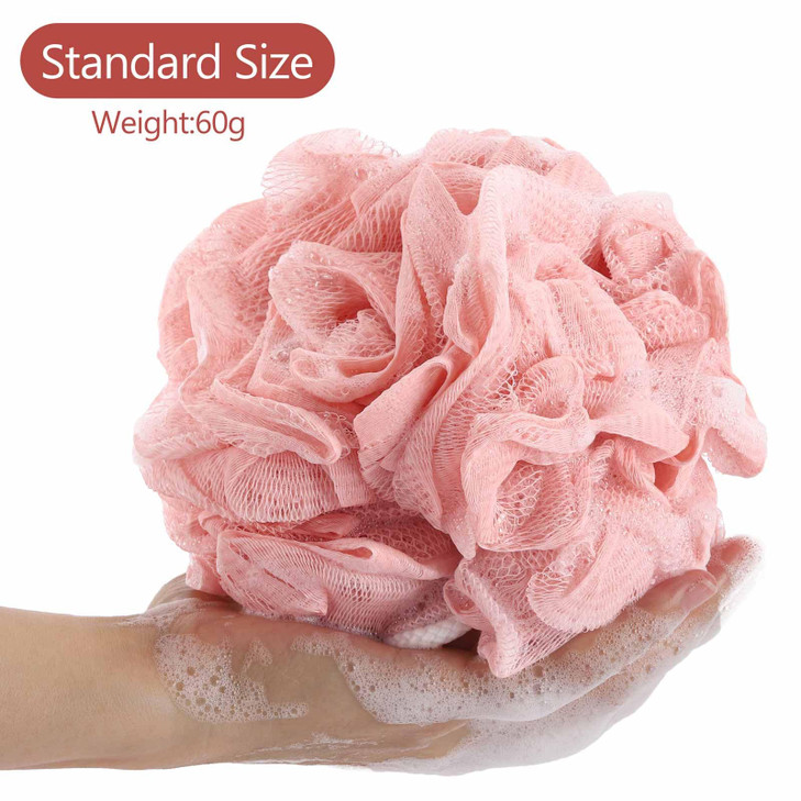 BTYMS 4 Pcs Loofah Sponge 60gpc Mesh Pouf Bathing Sponges Bath Scrunchies Shower Puff