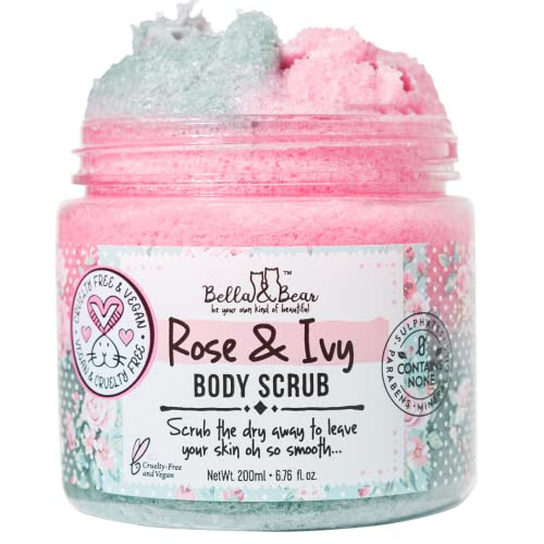 Bella Bear Rose Ivy Body Scrub Vegan CrueltyFree OilFree Exfoliator Polish Your Skin to Perfection 67oz of Floral Bliss