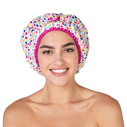 Reusable Bath Shower Cap Lined Oversized Waterproof Shower Caps Large Designed for all Hair Lengths with PEVA Lining Ela