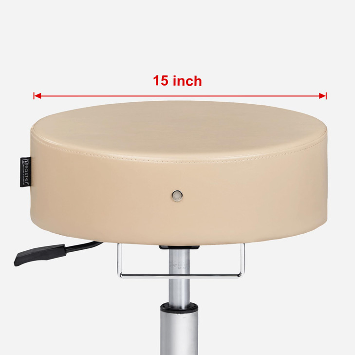 Master Massage Glider Ergonomic Round Swivel Adjustable Rolling Hydraulic Stool Barber Dental Chair in Cream for Therapi