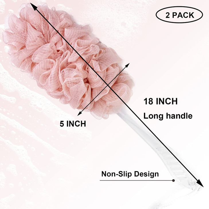 PPHAO Back Loofah on a Stick for Men Bath Brush Long Handle for Shower Elderly Loofah Sponge for Women Plastic Loofah Ba
