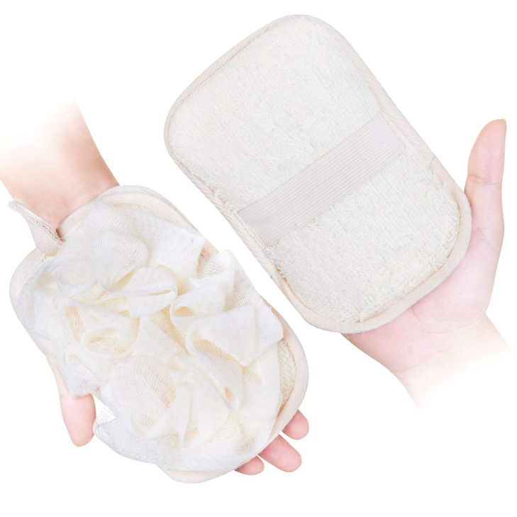 mikimini Bath Mitt for Women Bath Pouf Mesh Brushes 1 PC Upgraded Version Loofah Sponge Exfoliating Pad 2 in 1 Professio