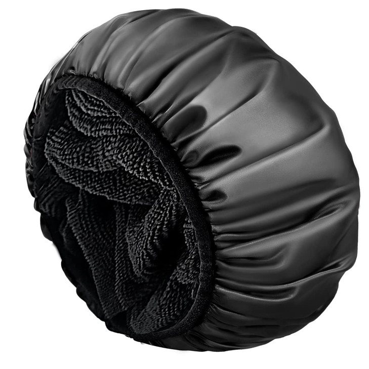 Aquior Shower CapTerry Lined Shower Cap for Women Reusable Triple Layer Waterproof Bath Cap Extra Large for Women Long H