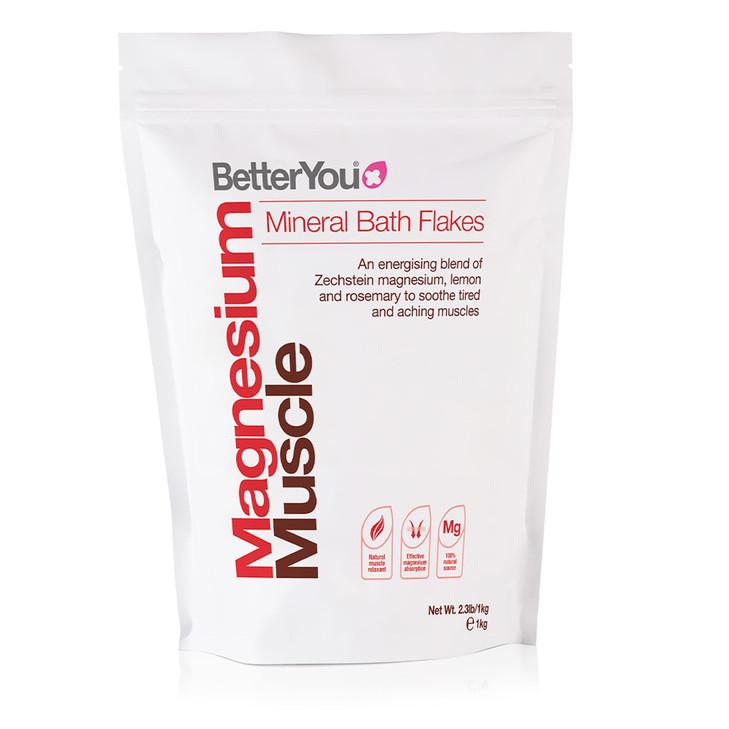 BetterYou Magnesium Muscle Bath Flakes Mineral Bath Salts for Muscle Recovery PostWorkout Soak for Sore Muscles Natural