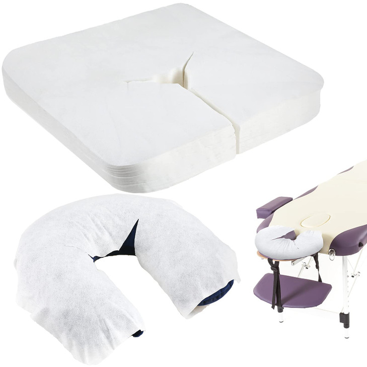 100 Pieces Disposable Face Cradle Covers Massage Headrest Covers for Massage Tables and Massage Chairs Beauty Spa Salon
