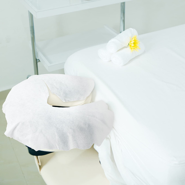 100 Pieces Disposable Face Cradle Covers Massage Headrest Covers for Massage Tables and Massage Chairs Beauty Spa Salon