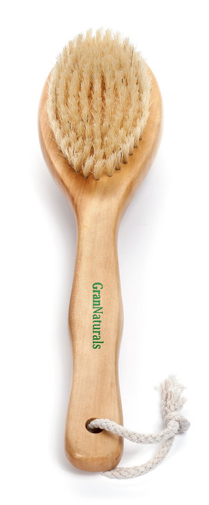 GranNaturals Dry Brushing Body Brush for Lymphatic Drainage Cellulite Scrubber Natural Bristle Skin Exfoliator for Body