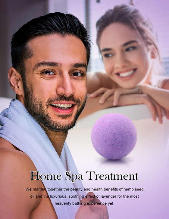 kastu Bath Bombs2 Pack Fizzy Spa Gift Natural Hemp Oil Extract and Lavender Essential Oils Bath for Moisturizing Dry Ski