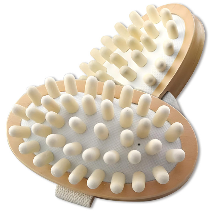 Kootinn 2 Pack Natural Wooden Anti Cellulite Massager Wood HandHeld Massager Body Brush Muscle Relax Sauna Spa Head Mass