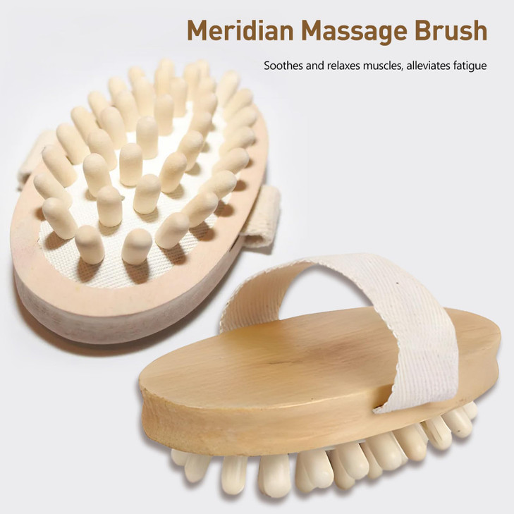 Kootinn 2 Pack Natural Wooden Anti Cellulite Massager Wood HandHeld Massager Body Brush Muscle Relax Sauna Spa Head Mass
