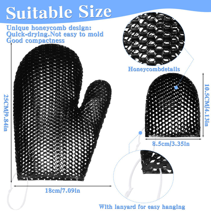 Vesici 2 Pcs Honeycomb Exfoliating Glove Set Exfoliating Bath Mitt Honeycomb Face and Body Scrubber Shower Mitt Sponges