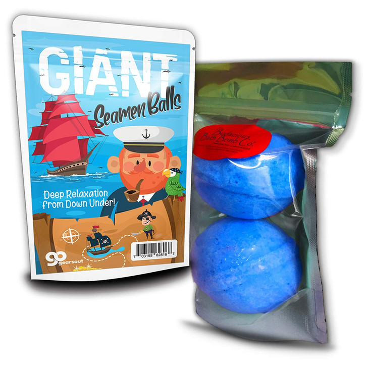 Giant Seamen Balls Sea Captain and Ship Design Funny Bath Bombs for Men XL Bath Fizzers Giant Blue Bombs Handcrafted in