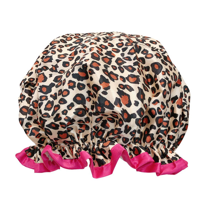 allydrew Reusable Womens Waterproof Shower Caps for Long Hair Leopard
