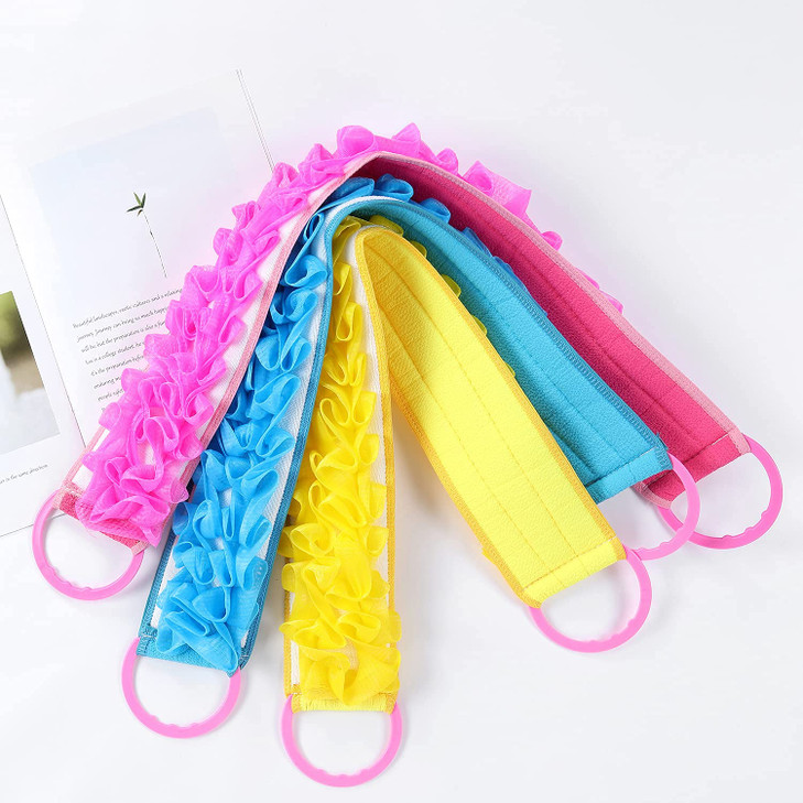 3 PACK DoubleSided Lace Cloth Back Loofah Scrubber Bath Scrub Shower Sponge Long Exfoliating Back Scrubber Scratcher Str