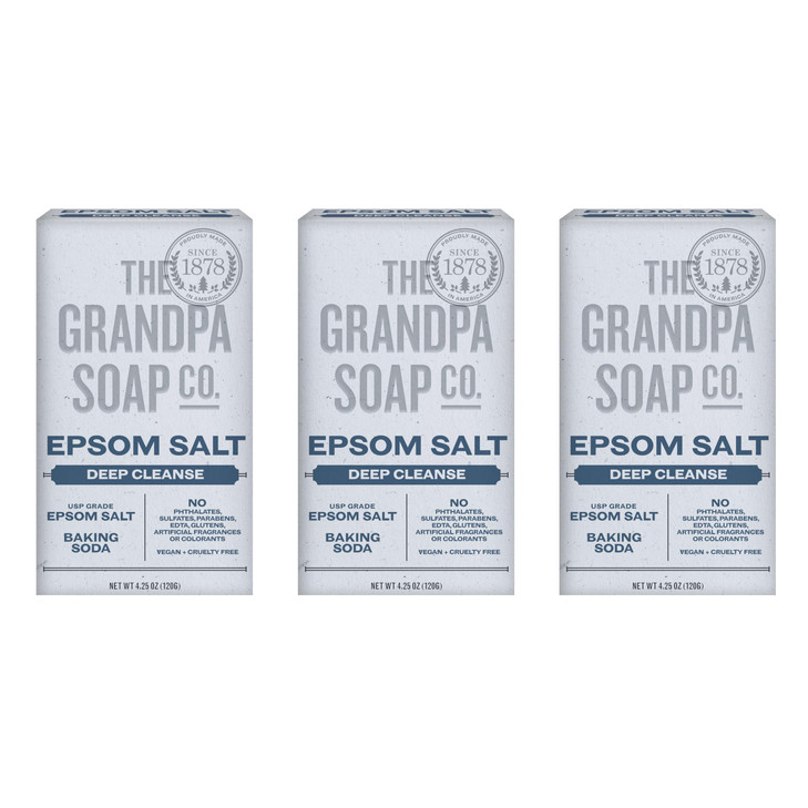 The Grandpa Soap Company Epsom Salt Bar Soap Deep Cleansing Soap Made with Epsom Salt and Baking Soda Removes Dirt Greas