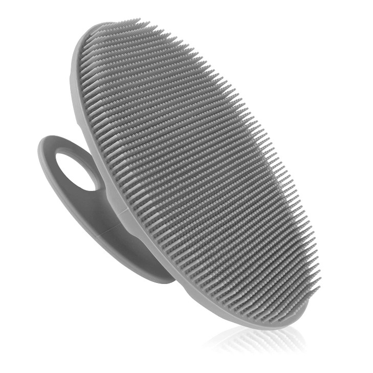 INNERNEED Soft Silicone Body Cleansing Brush Shower Scrubber Gentle Exfoliating and Massage for All Kinds of Skin Gray