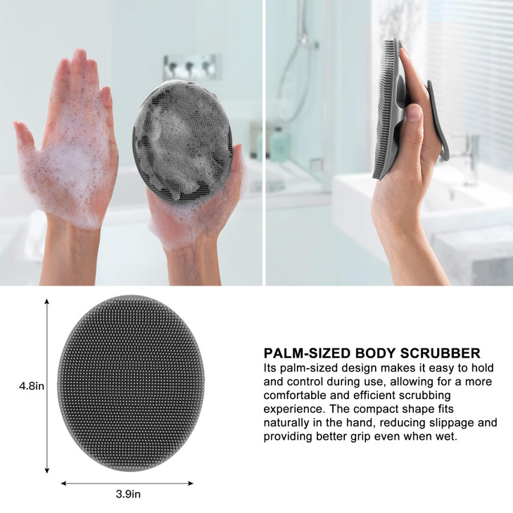 INNERNEED Soft Silicone Body Cleansing Brush Shower Scrubber Gentle Exfoliating and Massage for All Kinds of Skin Gray