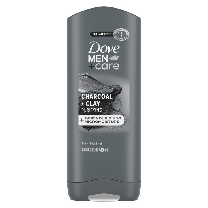 DOVE MEN CARE Purifying Charcoal Clay Body and Face Wash with 24Hour Nourishing Micromoisture Technology Body Wash for M