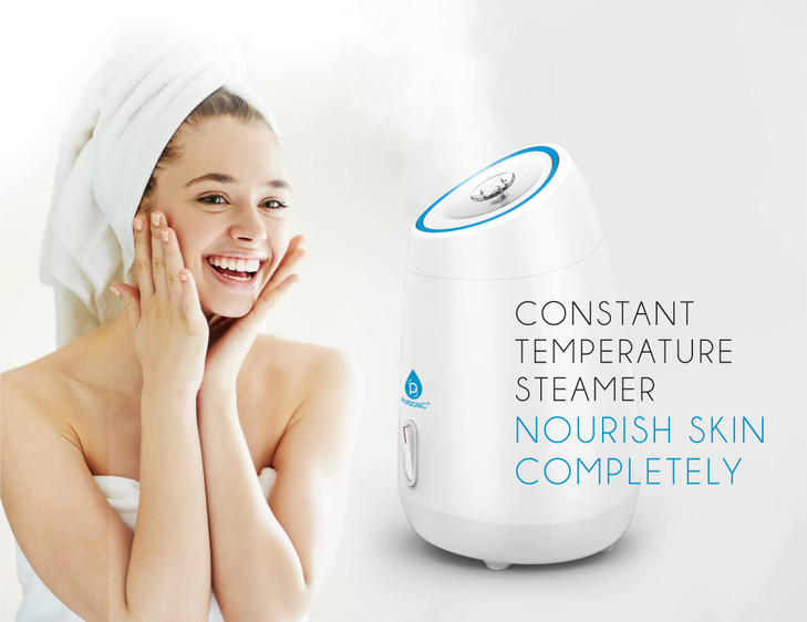 Pursonic White Facial Steamer Face Steamer for Facial Deep Cleaning Tighten Skin Daily Hydration for Unclogging Pores Mo