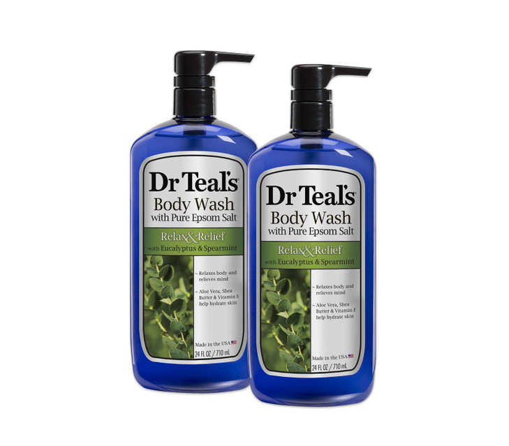 Dr Teals Body Wash Relax Relief with Eucalyptus Spearmint 24 fl oz Pack of 2