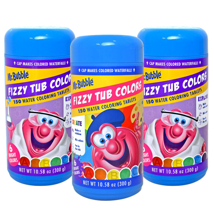 Mr Bubble Fizzy Tub Colors Bath Water Coloring Tabelets 6 Bright Colors Red Orange Yellow Purple Blue and Green Fragranc