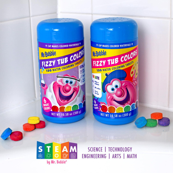 Mr Bubble Fizzy Tub Colors Bath Water Coloring Tabelets 6 Bright Colors Red Orange Yellow Purple Blue and Green Fragranc