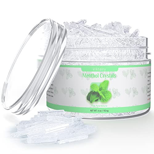 Viktairy Menthol Crystals 4 oz 100 Pure Organic Mint Crystals Great for Making Shower Steamers Creams and Soaps