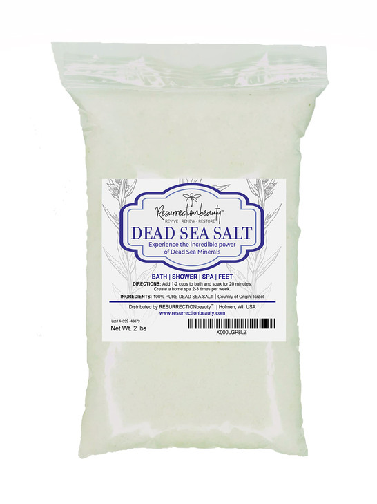 RESURRECTIONbeauty 100 Pure Dead Sea Salt Bulk Bath Salts for Home Spa Salt Scrub Bath Foot Soak 2 lb