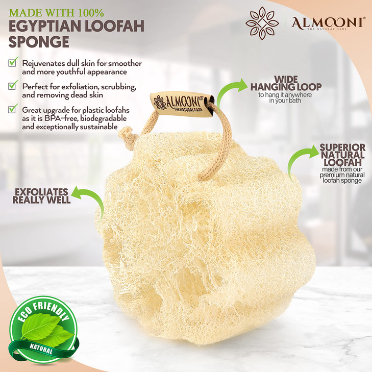 Almooni Mini Natural Loofah Sponge Real Egyptian Shower Exfoliating Loofah Small Loofah Scrubber for The Perfect Grip 3