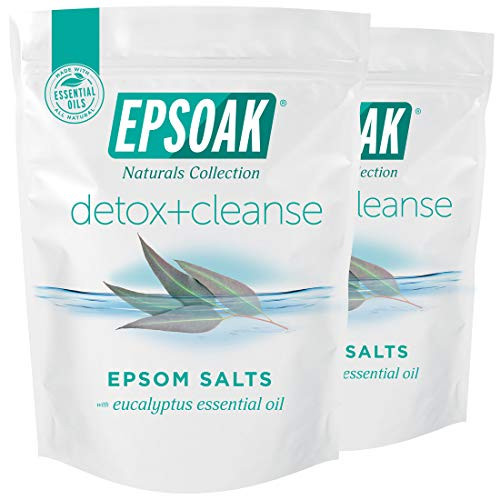 Epsoak Epsom Salt Detox Cleanse 4 lbs Qty 2 x 2 lb Bags Bath Salts with Natural Essential Oils