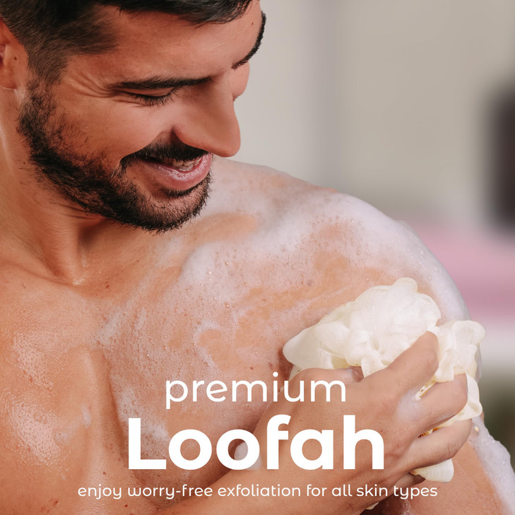 MainBasics Seaweed Infused Bath Shower Loofah Sponge Pouf Body Wash Scrubber Set of 3