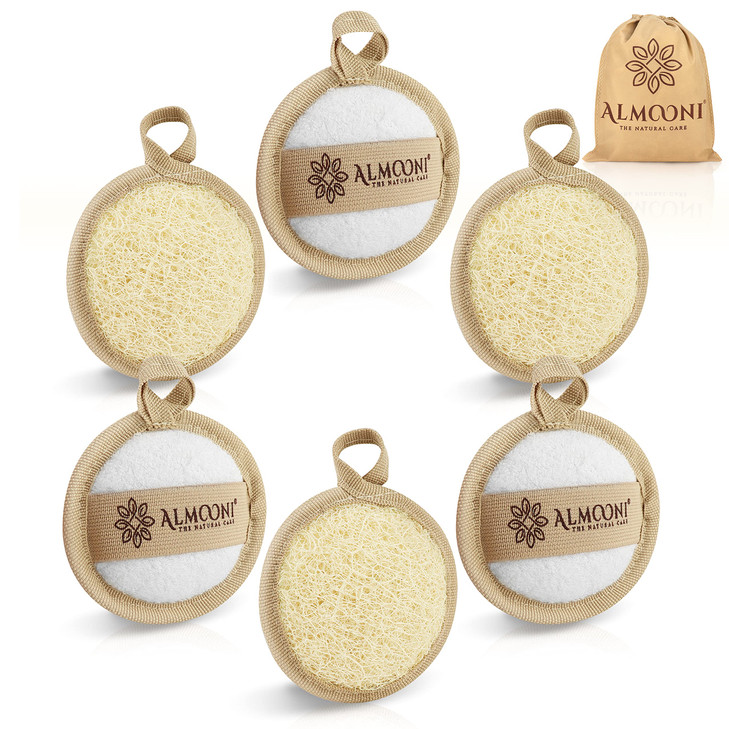 Almooni Natural Loofah Exfoliating Facial Scrubber Made with Natural Egyptian Shower Loofah Sponge Bath Shower Loofah Sp