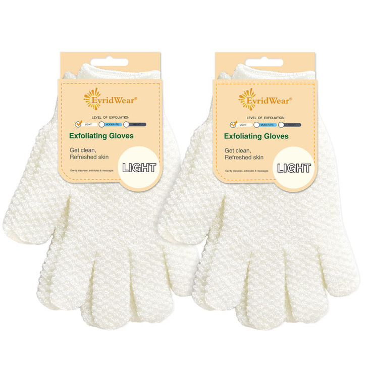 Evridwear Exfoliating Dual Texture Bath Gloves for Shower Spa Massage and Body Scrubs Dead Skin Cell Remover Gloves with